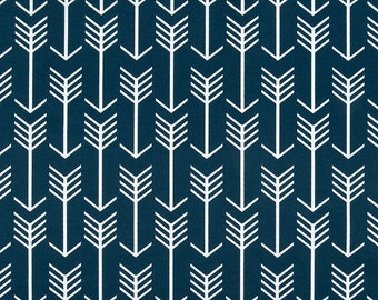 Navy Blue Arrow Indoor Outdoor Fabric, Southwest Cabin Fabric, Designer Upholstery Navy Arrow, Tribal Outdoor Fabric - by the yard