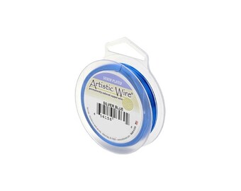Artistic Wire 24 Gauge Silver Blue 41503 Blue Round Wire, Jewelry Wire, Craft Wire, Silver Plated Wire, Wire Wrapping, 24ga Soft Temper Wire