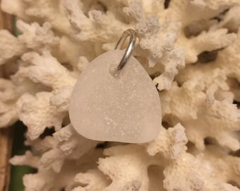 Sea glass jewelry- White sea glass charm