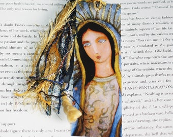 Our Lady of Guadalupe - Laminated Bookmark Handmade - Original Art by FLOR LARIOS