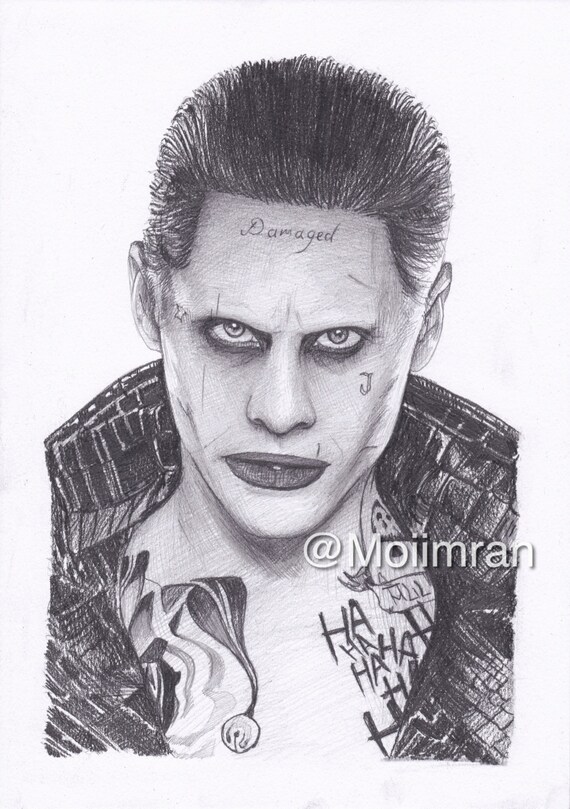 Items similar to Pencil Drawing Jared Leto as The Joker from Suicide ...