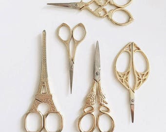 Gold Antique Scissors Sewing Supplies DIY Manual Yarn Cut Thread Scissors Embroidery Scissors