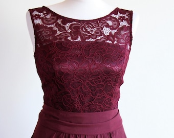 Short burgundy lace dress Short bridesmaid dress Short burgundy bridesmaid dress Burgundy dress Marsala bridesmaid