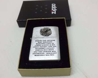 Rare Vietnam War Sergeant Martinez Bullet Zippo Lighter W/Fitted Z-Plus Butane Torch Insert