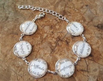 Harry Potter spells book page bracelet