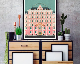 Grand Budapest Hotel vintage Poster, Grand Budapest Hotel Minimalist print, Wes Anderson Art, Wes Anderson Print, Grand Budapest Movie Art