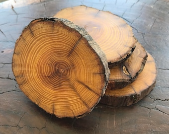 Natural Hardwood Drink Coasters - Osage Orange Wood - 4 Pack, Set of Four Wood Drink Coasters, Hedge Wood Drink Coasters 4-pk