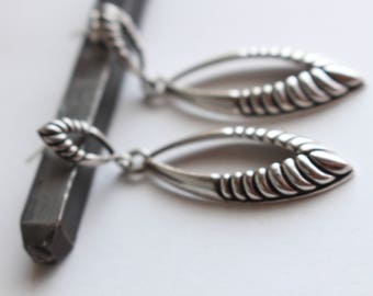 Sterling Silver earrings Textured- Dangle Drop Earrings