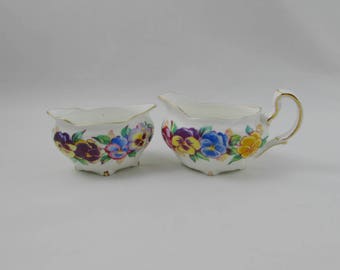 Vintage Cream and Sugar Set, Royal Stafford, "Viola", Bone China