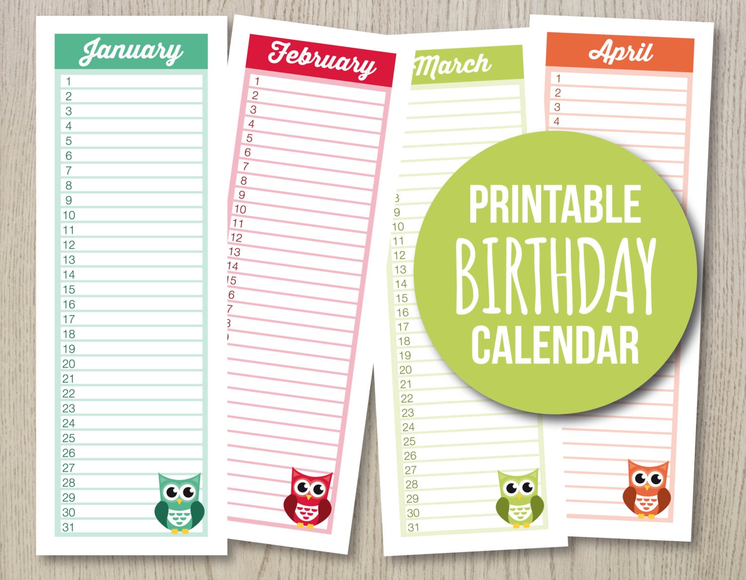 printable birthday calendar a4 size two months per sheet