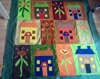 Fun Houses Appliqued Quilt