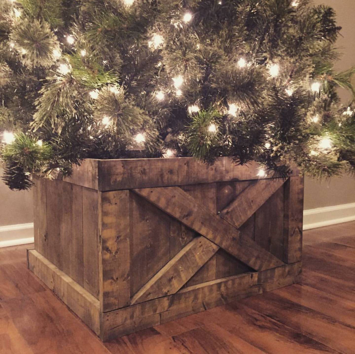 Diy wooden box for christmas tree