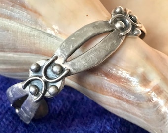 Vintage Taxco Sterling Silver Cuff Bracelet - Taxco Jewelry, Taxco Silver Cuff Bracelet, Mid Century Taxco Sterling Silver Cuff Bracelet,