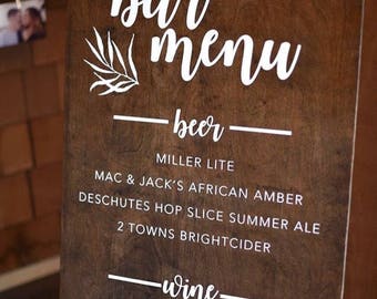 Bar menu | Etsy