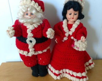 vintage Santa and Mrs Claus crochet outfits