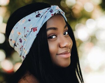 Pastel Floral Turban Headband, Boho Headwrap, Pastel Headband, Spring Floral Hair Accessory- IN 3 COLOURS