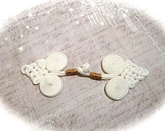 White Frog Closure Braided Frog Sewing Trims Oriental Costume BA-209