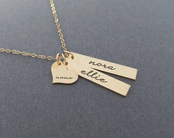 Grandma Necklace, New Grandma Necklace, Nana Necklace, Gold Bar Necklace,