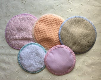 Special test set: 5 pads remover washable mixed cotton and linen + drying bag. Makeup removal pads. Special