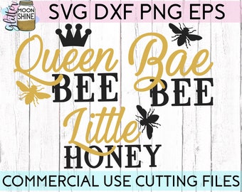 Queen Bee Matching Set Of 3 svg eps dxf png Files for Cutting Machines Cameo Cricut, Mom & Me, Mama, Mother's Day, Funny, Cute, Wife Boss
