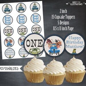 Little Blue Truck Cupcake Toppers, Little Blue Truck Favors, Tags, Party, Little Blue Truck, Personalized, Printables, Digital, DIY