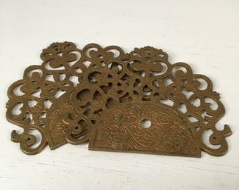 Vintage decorative brass plates Bohemian style 1970s vintage Furniture details