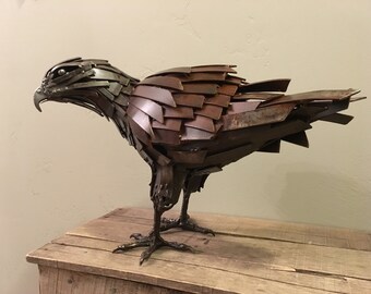 Metal Red Tail Hawk Sculpture