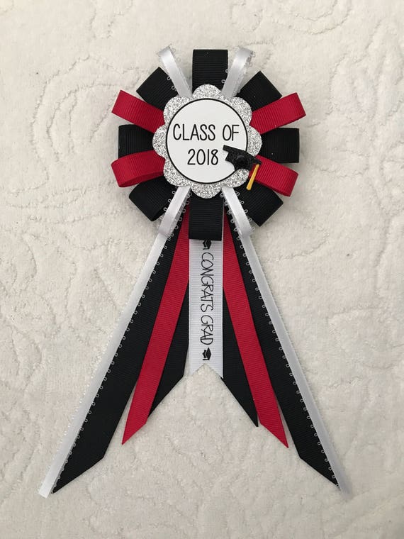 Graduation ribbon corsage for 2018 graduate black red