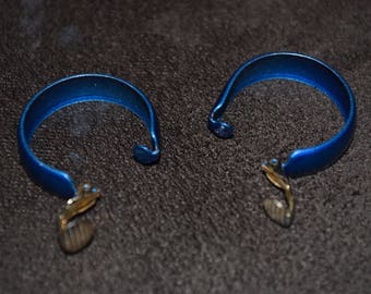 Vintage Blue hoop Clip on Earrings