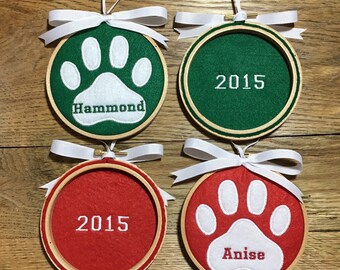 Pet Ornament, Personalized Pet, Cat Ornament, Dog Ornament, Paw Print Ornament, Personalized Paw Print, Christmas Decoration