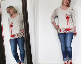 50% SALE upcycled top - M - upcycled clothing, sustainable fashion, tunic