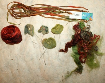 Set for art yarn-flowers-silk-curls