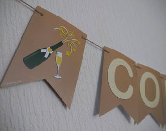 CONGRATULATIONS Bunting Banner SHIPS in 1 DAY. Festive Champagne & Glass Pennants
