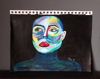 Original Art- "Deja Vu" Acrylic on Sketchbook Paper 30 x 21cm Jasmine Terri Art