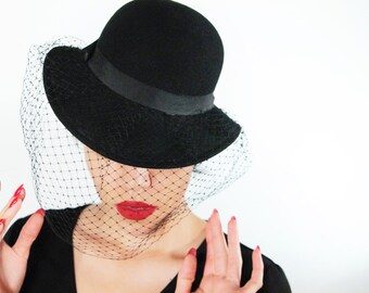 1960's Geo W. Bollman & Co Inc. / Black with matching Veil