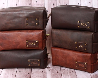 HANDMADE Men's Leather Toiletry Case Dopp Kit Shaving Bag OOAK Groomsmen Present Groomsman Gift Wedding