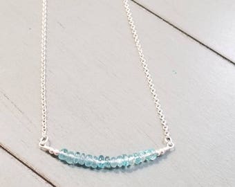 Sterling Silver Apatite Necklace / Apatite Necklace / Apatite Jewelry / Apatite Gemstone Necklace / Blue Apatite Necklace