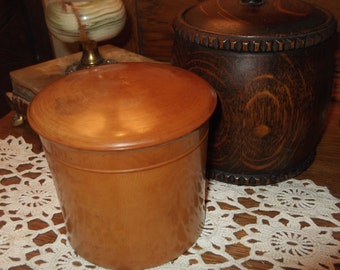 Vintage Wooden Lidded Box, Treen, Turned wood Box, Vintage Box, Mauchline Ware type, Tobacco Jar