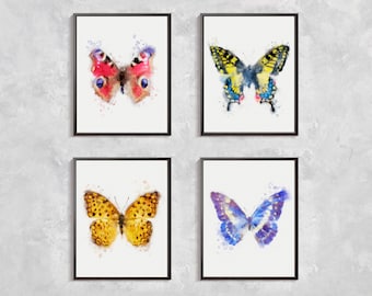 Butterfly Print, Set Butterfly watercolor, Butterfly Modern Artwork, Room Decor, Watercolor printable, Butterfly art, butterfly printable