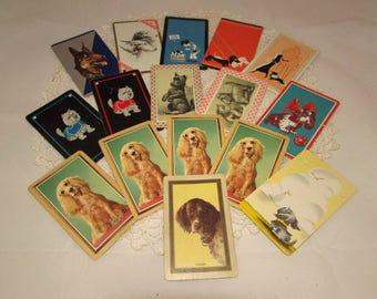 Lot of 15 Vintage Playing Swap Cards, Various dog breeds, Trading, Scrapbooking, paper ephemera, dogs