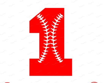 Digital Cut File, Monogram Baseball Numbers, Number 1, 1, Softball, Vinyl Cutting File, Baseball, SVG, DXF, EPS, Silhouette, Cricut