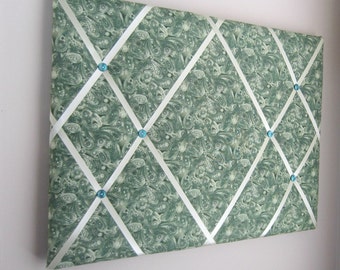 Forest Green Paisley 16"x20" Memory Board, Memo Board, Vision Board, Photo Display, Business Card Display, Bow Holder, Bow Board