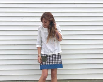 Patchwork Mini SKIRT, Size M Eco Clothing,hippie skirt,festival clothing, boho skirt,folk plaid mini skirt, earthy mini, natural mini, Zasra