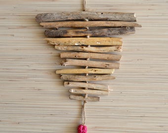 Driftwood Garland Driftwood Wall Art Driftwood Wall Hanging Art Drift Wood Art Home Decor Tassel Decoration Door Hanger Tassel Mobile