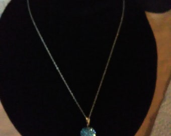 Blue Ball Pendant/Sterling Silver Chain