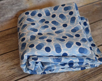 Vintage 1950s lighter-weight blue dot barkcloth fabric