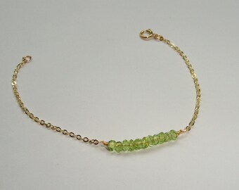 Gold peridot bracelet, Peridot bracelet, Gold gemstone bracelet, Gemstone bracelet, August birthstone bracelet, Gifts