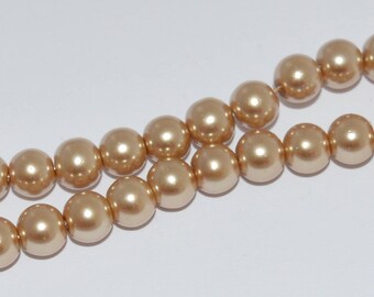 50 glass Pearl 8 mm beige pearls