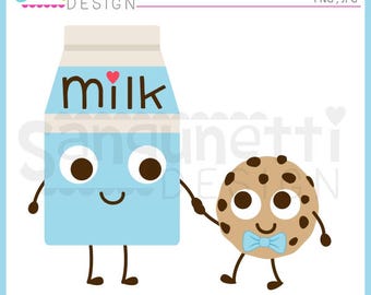 Milk and cookie clipart, boy version, cookies clipart, milk clipart, Instant download