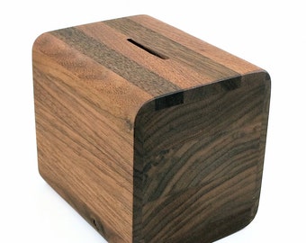 Gentleman's Coin Bank in black walnut - Great 5th Anniversary Gift For Him.